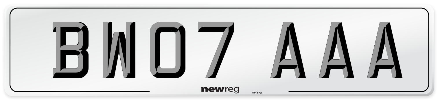 BW07 AAA Number Plate from New Reg